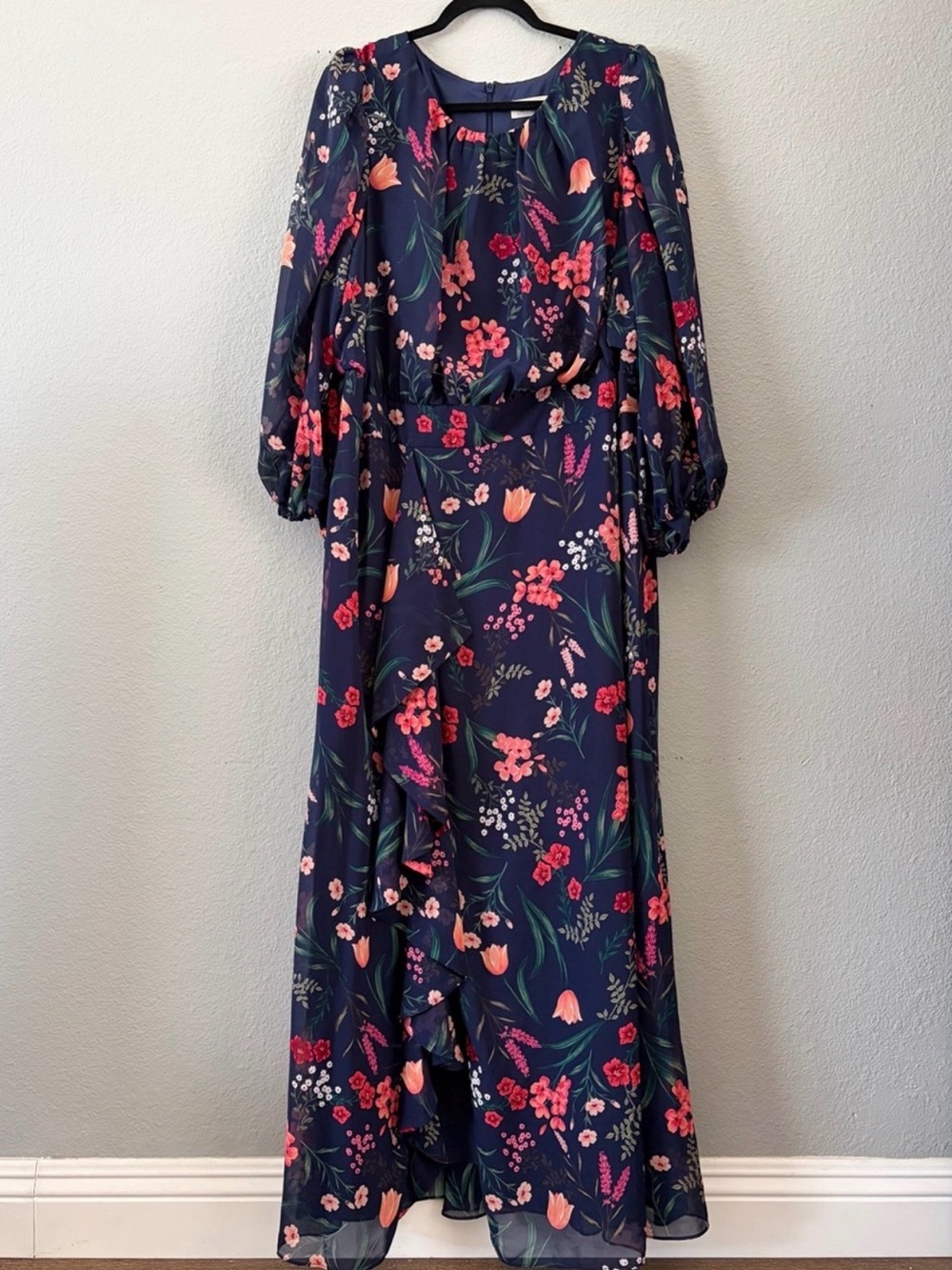 Eliza J Floral Printed Long Sleeve Maxi Dress Plus Size